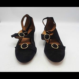 Chloé Suede Triple Buckle Strap Flats Size 40